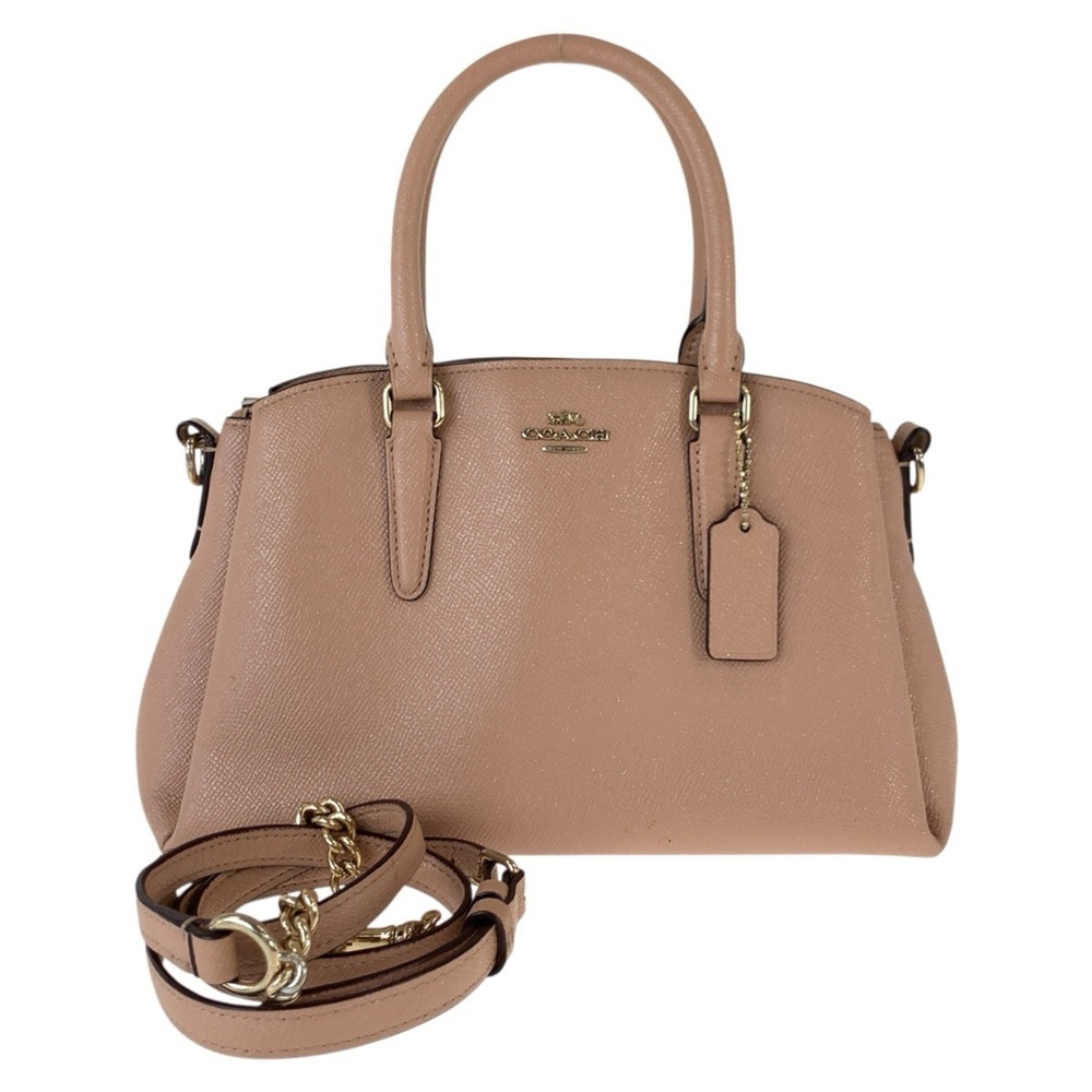 COACH Coach Beige Pink Handbag Shoulder Bag 2-way Women's